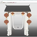Chinese Architecture Chinese Style Door Head Door Lantern 3d model