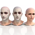 Three Hairless Human Head Models With Detailed Facial Organs And Features