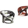 Modern Unique Leisure Chairs With Silver Brown Metallic Sleek Curved Structures 3d model