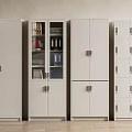 Modern White Storage Cabinets Featuring Glass Door And Multiple Compartments 3d model