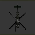 Military Helicopter with Main Rotor Blades Tail Rotor and Airframe on Gray Background