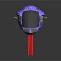 Futuristic Purple Helmet With Black Visor And Red Support Stand