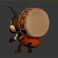 Cute Smiling Cartoon Ant Carrying Vibrant Drum With Red Spots And Antennae