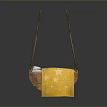 Yellow Star Patterned Cushion Swing With Wooden Seat And Brown Ropes