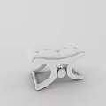 Elegant Light Gray Padded Sofa Stool With Wooden Legs And Decorative Design