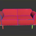 Stylish Modern Red Sofa With Metal Legs And Comfortable Soft Upholstery