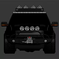 Black Pickup Truck With Roof Rack Lights Front Bumper And Off Road Tires