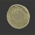 Ancient Stone Circular Daily Life Item With Cracked Surface And Carved Pattern