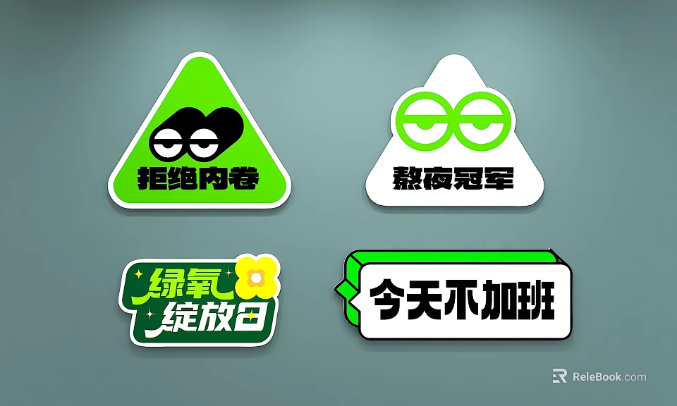 Handheld Signs With Against Involution Stay Up Late Champion Green Oxygen Bloom Day No Overtime 3d model 