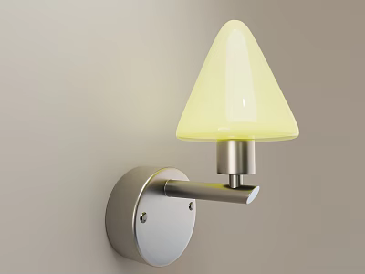 Modern Wall Light With Yellow Cone Shaped Glass Shade And Silver Metal Base 3d model