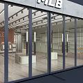 MLB Clothing Store Interior With Stylish Display Racks Clothing Items And Shoe Displays