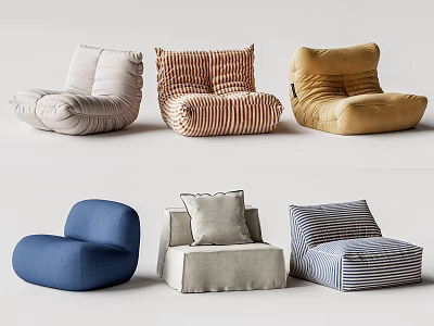 Single Sofa With Different Designs Various Colors And Striped Patterns For Living Space 3d model