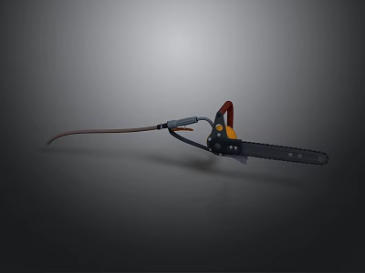 Electric Chainsaw With Yellow Black Design Power Cord And Chain Blade 3d model