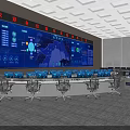 Modern Monitoring Room With Multiple Computer Monitors Control Consoles And Ergonomic Office Chairs