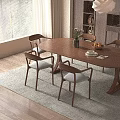 Modern Dining Room Interior Design With Wooden Table Chairs Pendant Light And Rug