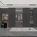 Modern Luxury Wardrobe Interior Design With Glass Door Hanging Clothes Dressing Table Mirror Carpet