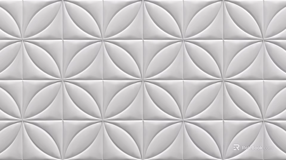White Background Wall With 3D Geometric Petal Shaped Textures For Modern Interior Decor 3d model