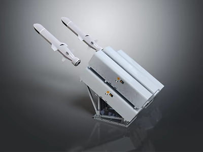 Weapon Launch System Featuring Two Missiles And Metal Launcher Frame Structure 3d model