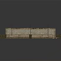 Ancient Stone Building With Arched Structure Red White Striped Awning And Wooden Crates