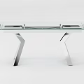 Modern Glass Top Dining Table With Sleek Chrome Metal Legs Design