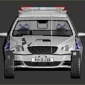 Detailed Police Car Model Featuring Blue Checker Design And Emergency Lights