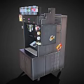 Modern Beverage Dispenser With Multiple Syrup Containers Dispensing Taps And Storage Cabinet