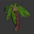 Realistic Palm Tree With Lush Green Leaves And Brown Trunk
