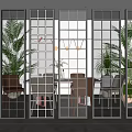 Modern Glass Room Dividers With Grid And Dot Patterns For Interior Space 3d model