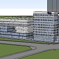 Modern Office Building With Glass Curtain Walls CSIC Logo High Rise And Spacious Plaza Exterior