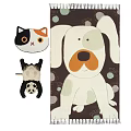 Square Rugs With Cute Cat Panda Dog Shaped Colorful Patterns For Home Decor
