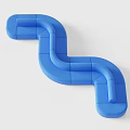 Blue Curved Public Chair With Modern Modular Design For Public Space Seating