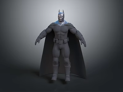 Detailed 3D Batman Character Model With Cape Helmet And Muscular Body 3d model