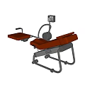 Professional Medical Examination Table With Brown Cushion Black Frame Adjustable Backrest And Integrated Monitor