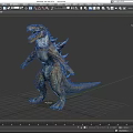 Fierce Mythical Reptile With Sharp Teeth Spiked Back Muscular Limbs And Long Tail Standing