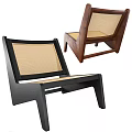 Modern Wooden Frame Lounge Chair With Mesh Backrest And Beige Seat Design