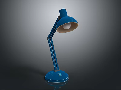 Blue Modern Table Lamp With Adjustable Arm And Round Base White Shade For Home Office 3d model