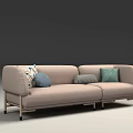 Modern Light Colored Sectional Sofa With Decorative Pillows And Metal Legs 3d model
