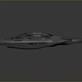 Futuristic Silver Sci Fi Spaceship With Green Accent Lights And Detailed Exterior Structure