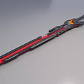 Modern Black and Red Blade Weapon with Sleek Futuristic Design and Decorative Details