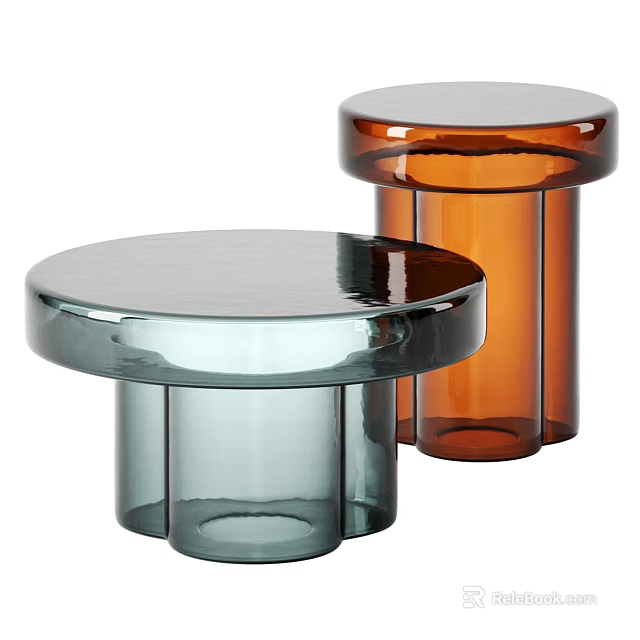 Modern Glass Coffee Tables With Round Top And Cylindrical Base In Two Colors 3d model 