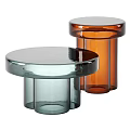 Modern Glass Coffee Tables With Round Top And Cylindrical Base In Two Colors