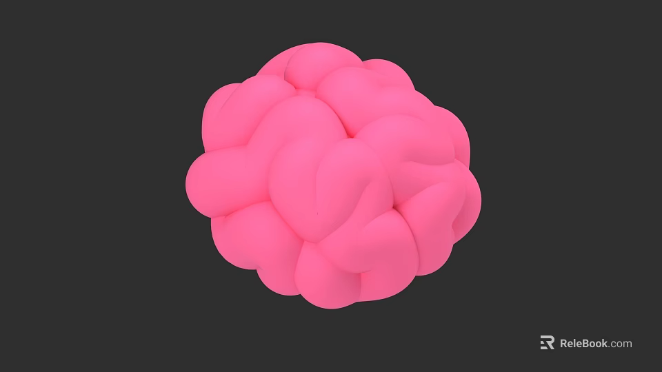 Highly Detailed Pink Brain Anatomical Structure 3D Rendering on Black Background 3d model 