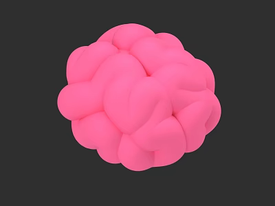 Highly Detailed Pink Brain Anatomical Structure 3D Rendering on Black Background 3d model