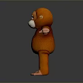 Orange Plush Monkey Toy With Arms Outstretched Standing On Dark Background