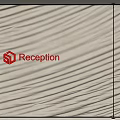 Modern Reception Interior Wall Design With Sand Texture And Red Logo 3d model