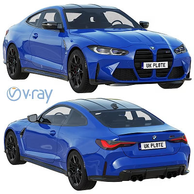 Blue BMW Sports Coupe With Front And Rear Views And Sporty Exterior Design 3d model