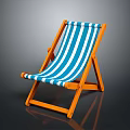 Blue And White Striped Folding Chair With Orange Wooden Frame