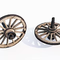 Vintage Wooden Wheels With Classic Spokes And Rustic Design For Decorative
