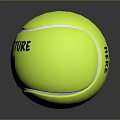 Yellow Tennis Ball With Your Design Here Text On Reflective Surface 3d model