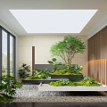 Modern indoor landscape landscape landscape plant landscape sketch flower pond landscape wall plant landscape plant gravel moss moss 3d model